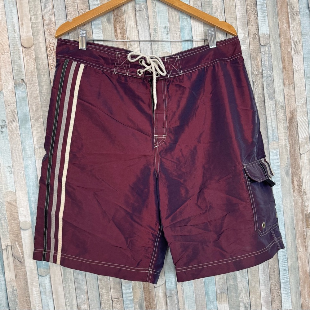 Vintage 34 Express Iridescent Cargo Board Shorts Swim Trunks Loose Fit‎ 90s Y2K